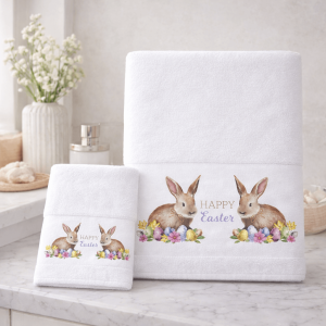 Πασχαλινές Πετσέτες Σετ 2 τεμ βάρους 500gsm. Το σετ περιλαμβάνει μια πετσέτα  Προσώπου και μια πετσέτα Χεριών.