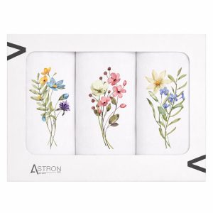 Σετ από 3 ποτηρόπανα κουζίνας, λευκό σε κουτί συσκευασίας δώρου. Για σκούπισμα των πιάτων χωρίς χνούδι.