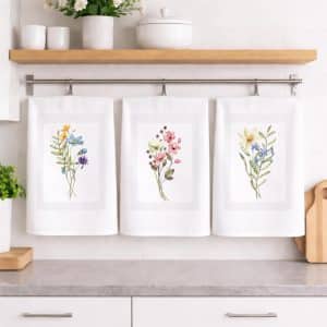 Σετ από 3 ποτηρόπανα κουζίνας, λευκό σε κουτί συσκευασίας δώρου. Για σκούπισμα των πιάτων χωρίς χνούδι.