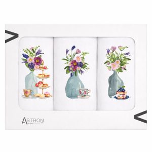 Σετ από 3 ποτηρόπανα κουζίνας, λευκό σε κουτί συσκευασίας δώρου. Για σκούπισμα των πιάτων χωρίς χνούδι.