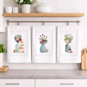 Σετ από 3 ποτηρόπανα κουζίνας, λευκό σε κουτί συσκευασίας δώρου. Για σκούπισμα των πιάτων χωρίς χνούδι.