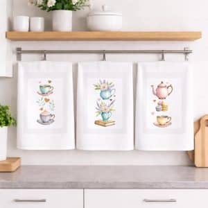 Σετ από 3 ποτηρόπανα κουζίνας, λευκό σε κουτί συσκευασίας δώρου. Για σκούπισμα των πιάτων χωρίς χνούδι.